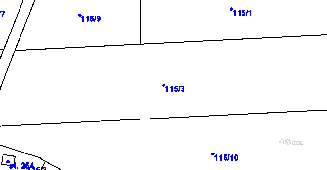 Parcela st. 115/3 v KÚ Lipová u Chebu, Katastrální mapa