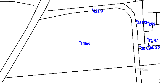 Parcela st. 115/5 v KÚ Lipová u Chebu, Katastrální mapa