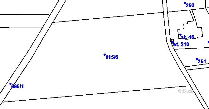 Parcela st. 115/6 v KÚ Lipová u Chebu, Katastrální mapa