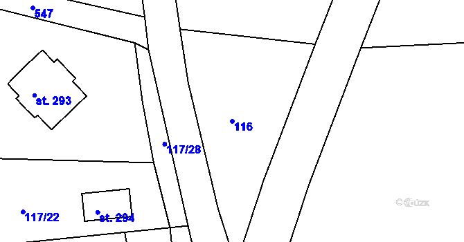 Parcela st. 116 v KÚ Lipová u Chebu, Katastrální mapa