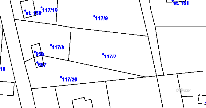 Parcela st. 117/7 v KÚ Lipová u Chebu, Katastrální mapa