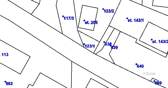 Parcela st. 123/1 v KÚ Lipová u Chebu, Katastrální mapa