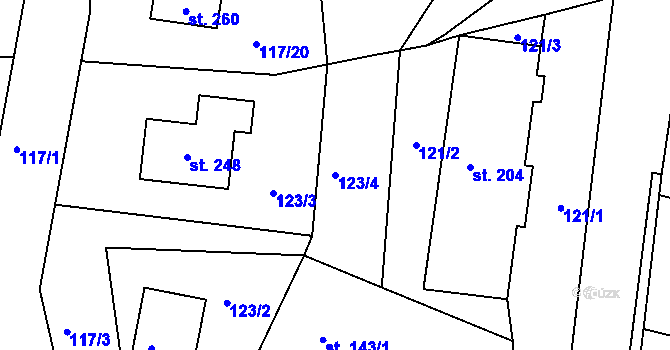 Parcela st. 123/4 v KÚ Lipová u Chebu, Katastrální mapa