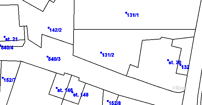 Parcela st. 131/2 v KÚ Lipová u Chebu, Katastrální mapa