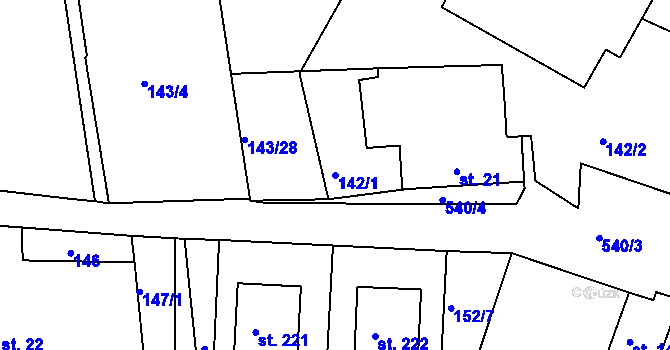 Parcela st. 142/1 v KÚ Lipová u Chebu, Katastrální mapa
