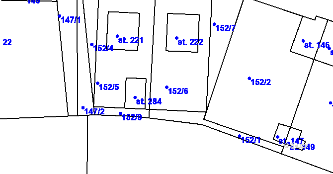 Parcela st. 152/6 v KÚ Lipová u Chebu, Katastrální mapa