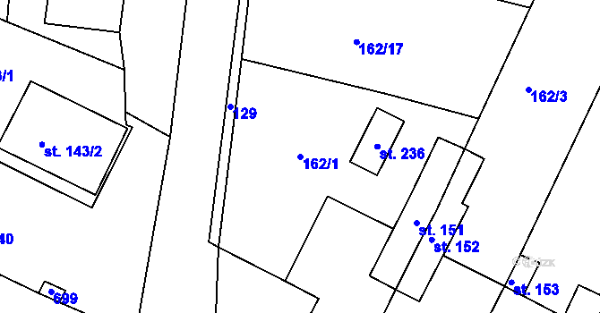 Parcela st. 162/1 v KÚ Lipová u Chebu, Katastrální mapa