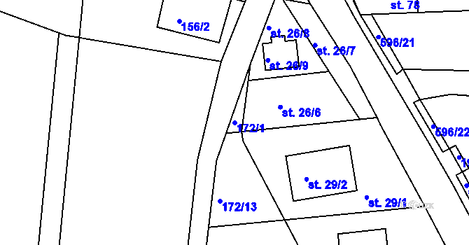Parcela st. 172/1 v KÚ Lipová u Chebu, Katastrální mapa