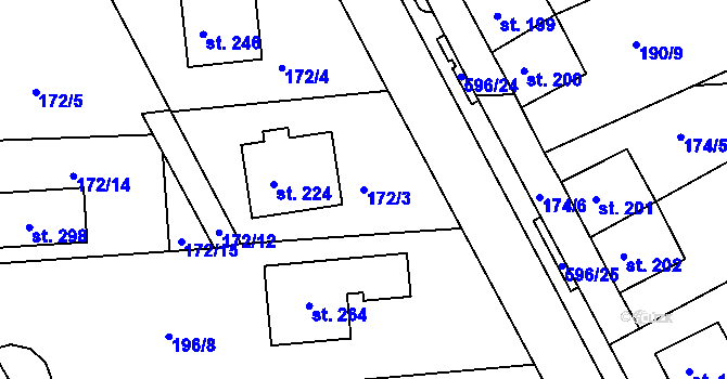 Parcela st. 172/3 v KÚ Lipová u Chebu, Katastrální mapa