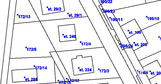 Parcela st. 172/4 v KÚ Lipová u Chebu, Katastrální mapa