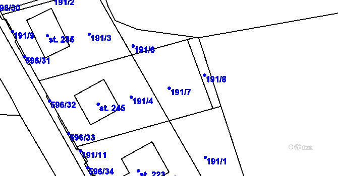 Parcela st. 191/7 v KÚ Lipová u Chebu, Katastrální mapa