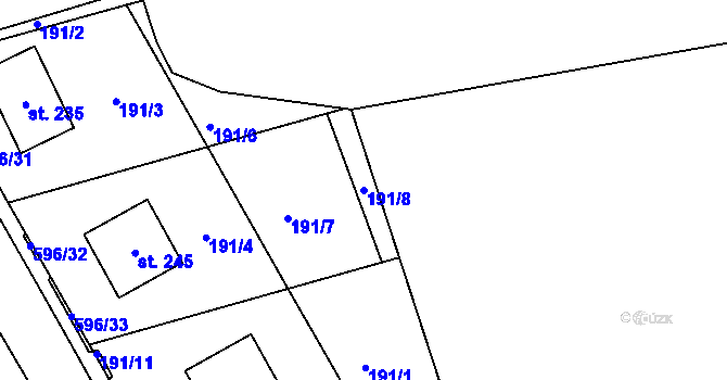 Parcela st. 191/8 v KÚ Lipová u Chebu, Katastrální mapa