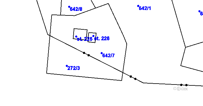 Parcela st. 642/7 v KÚ Lipová u Chebu, Katastrální mapa