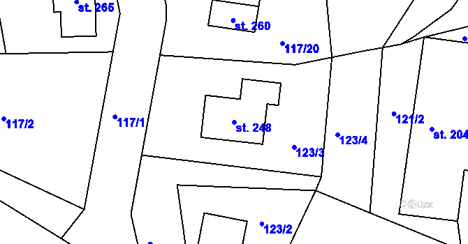 Parcela st. 248 v KÚ Lipová u Chebu, Katastrální mapa
