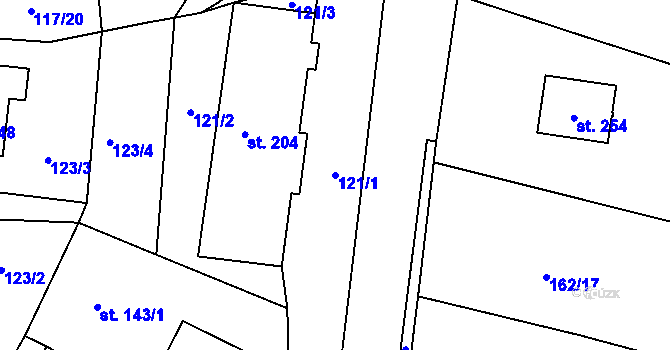 Parcela st. 121/1 v KÚ Lipová u Chebu, Katastrální mapa