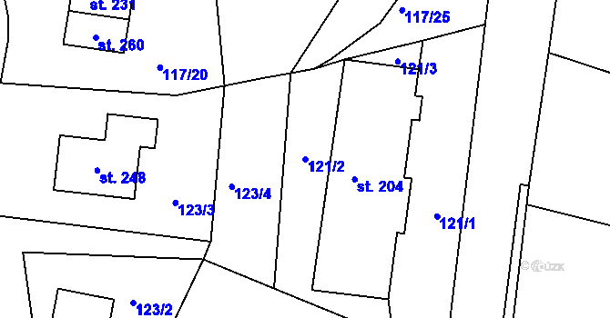 Parcela st. 121/2 v KÚ Lipová u Chebu, Katastrální mapa