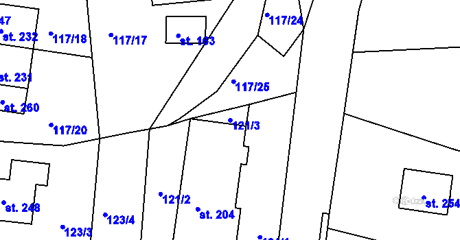 Parcela st. 121/3 v KÚ Lipová u Chebu, Katastrální mapa