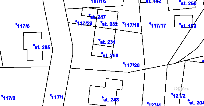 Parcela st. 260 v KÚ Lipová u Chebu, Katastrální mapa