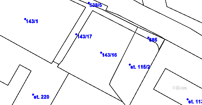 Parcela st. 143/16 v KÚ Lipová u Chebu, Katastrální mapa
