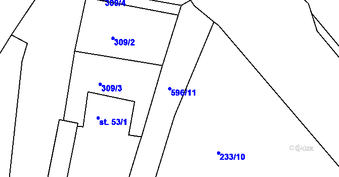 Parcela st. 596/11 v KÚ Lipová u Chebu, Katastrální mapa