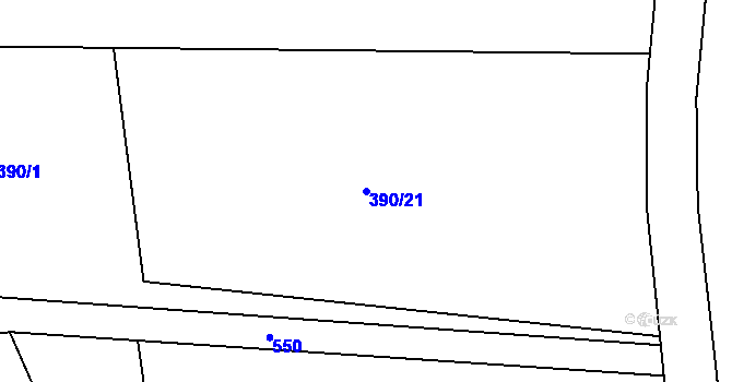 Parcela st. 390/21 v KÚ Lipová u Chebu, Katastrální mapa