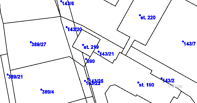 Parcela st. 143/21 v KÚ Lipová u Chebu, Katastrální mapa