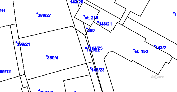 Parcela st. 143/25 v KÚ Lipová u Chebu, Katastrální mapa