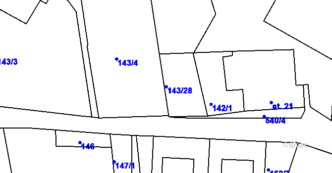 Parcela st. 143/28 v KÚ Lipová u Chebu, Katastrální mapa