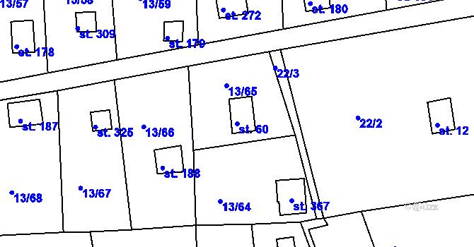 Parcela st. 60 v KÚ Mechová, Katastrální mapa