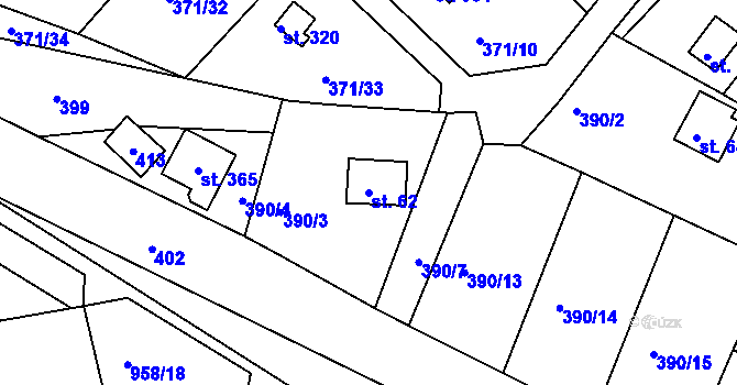 Parcela st. 62 v KÚ Mechová, Katastrální mapa