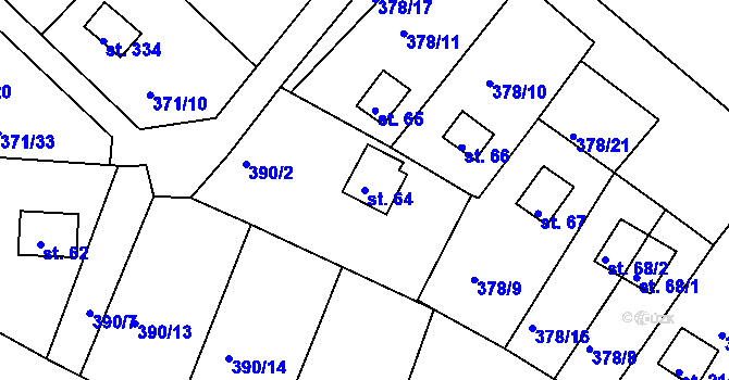 Parcela st. 64 v KÚ Mechová, Katastrální mapa