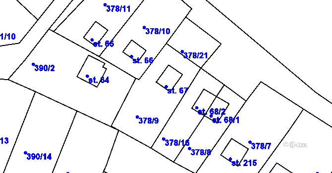 Parcela st. 67 v KÚ Mechová, Katastrální mapa