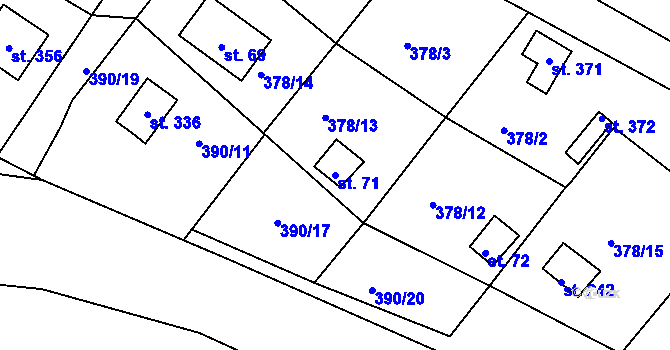 Parcela st. 71 v KÚ Mechová, Katastrální mapa