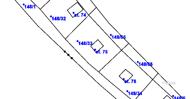 Parcela st. 75 v KÚ Mechová, Katastrální mapa