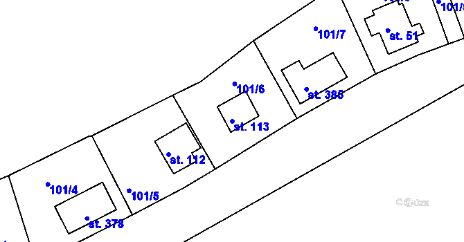 Parcela st. 113 v KÚ Mechová, Katastrální mapa