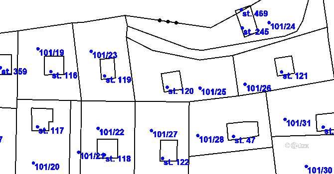 Parcela st. 120 v KÚ Mechová, Katastrální mapa