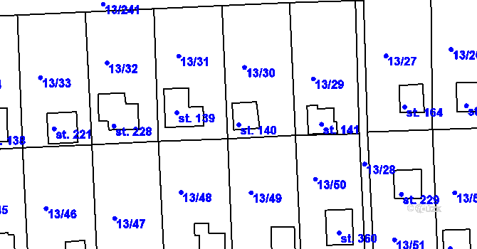Parcela st. 140 v KÚ Mechová, Katastrální mapa