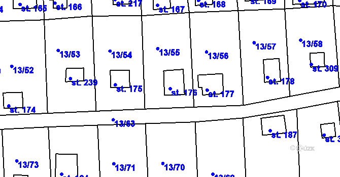 Parcela st. 176 v KÚ Mechová, Katastrální mapa