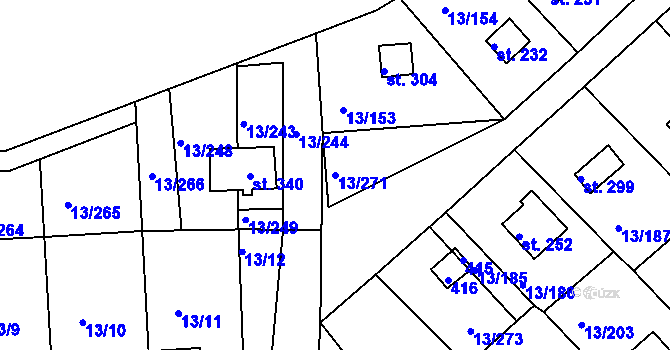 Parcela st. 13/271 v KÚ Mechová, Katastrální mapa