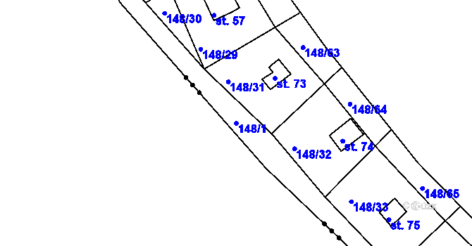 Parcela st. 148/1 v KÚ Mechová, Katastrální mapa