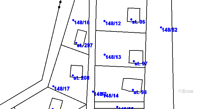 Parcela st. 148/13 v KÚ Mechová, Katastrální mapa