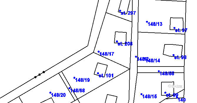 Parcela st. 148/17 v KÚ Mechová, Katastrální mapa