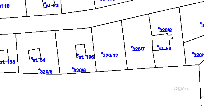 Parcela st. 320/12 v KÚ Mechová, Katastrální mapa