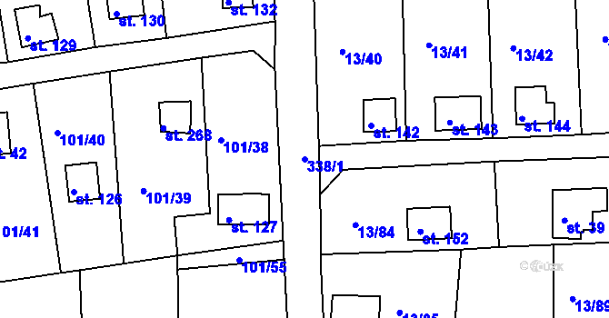 Parcela st. 338/1 v KÚ Mechová, Katastrální mapa