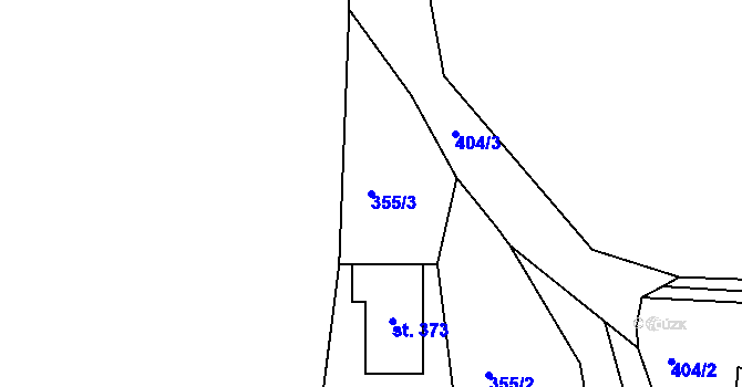 Parcela st. 355/3 v KÚ Mechová, Katastrální mapa