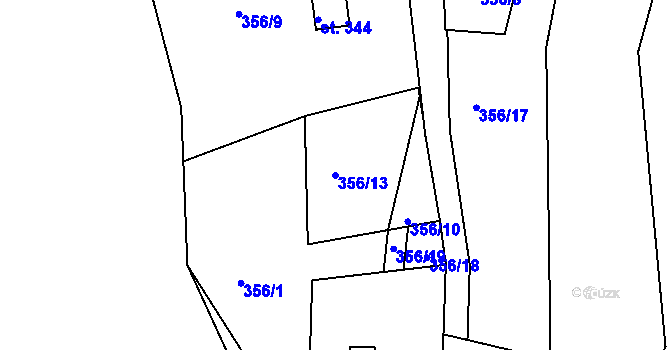 Parcela st. 356/13 v KÚ Mechová, Katastrální mapa