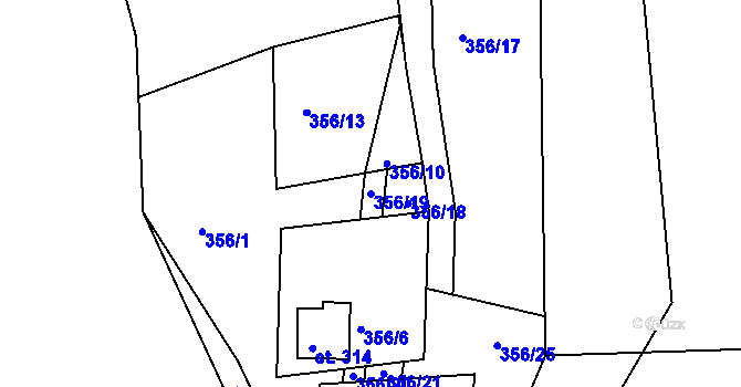 Parcela st. 356/19 v KÚ Mechová, Katastrální mapa