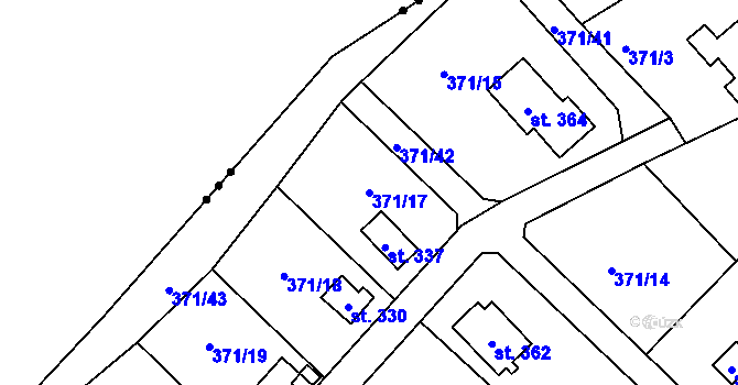 Parcela st. 371/17 v KÚ Mechová, Katastrální mapa