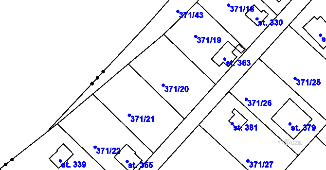 Parcela st. 371/20 v KÚ Mechová, Katastrální mapa