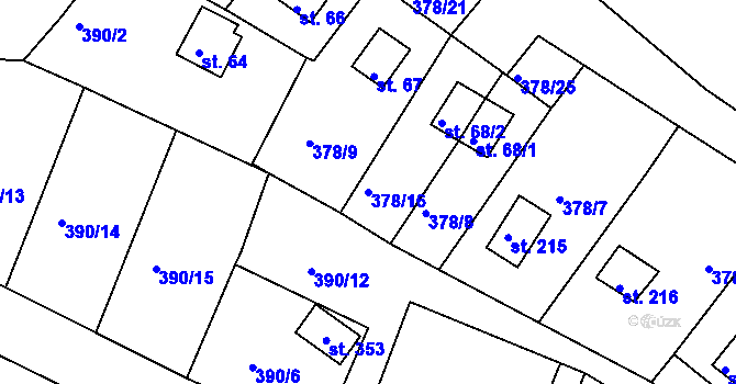 Parcela st. 378/16 v KÚ Mechová, Katastrální mapa